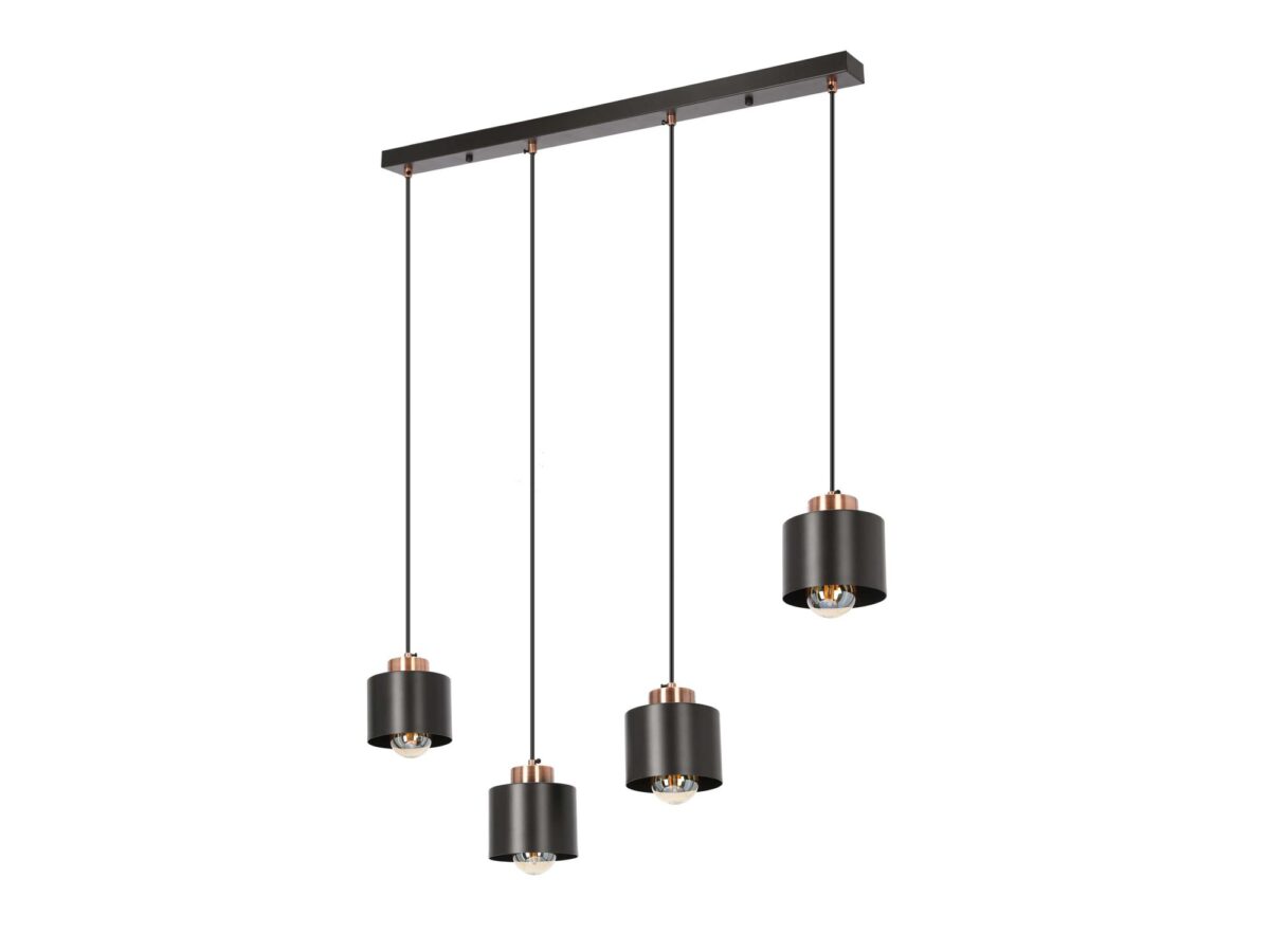 Lampa wisząca Elerio czarna cztery klosze 75 cm