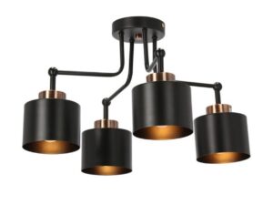 Miniaturka 2 - Lampa wisząca Elerio czarna z widocznymi czterema oprawkami