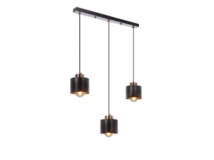 Miniaturka 3 - Lampa wisząca Elerio trzy czarne cylindryczne klosze na listwie