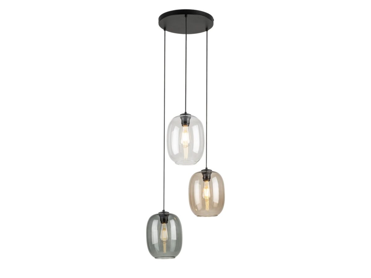 Lampa wisząca Elio Mix 3-punktowa E27 ze szklanymi kloszami
