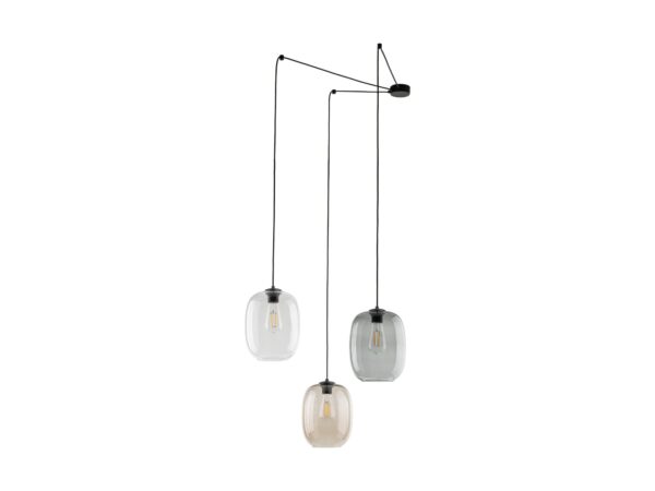 Lampa wisząca Elio Mix 3-punktowa, rysunek producenta i układ kloszy