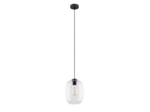 Miniaturka 1 - Lampa wisząca Elio z transparentnym szklanym kloszem, pełne ujęcie na białym tle