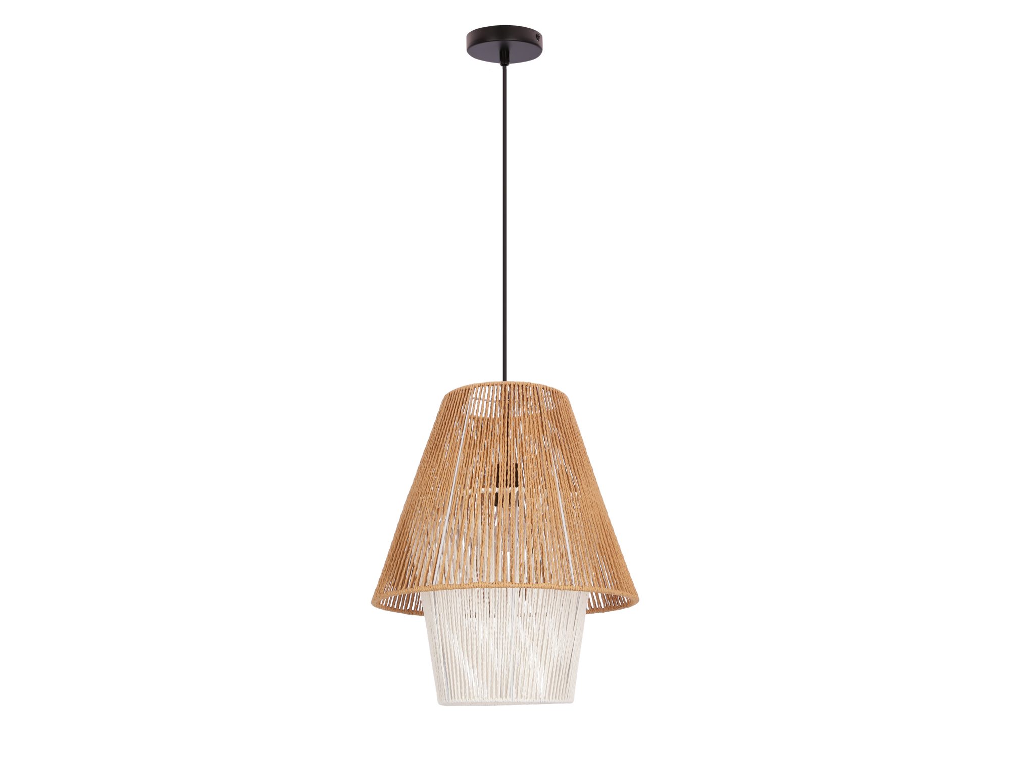 Lampa wisząca Elirano 40 cm z beżowo-białym abażurem