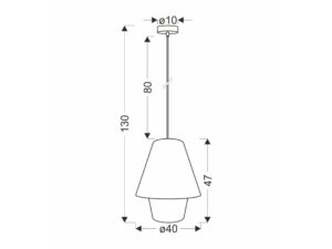 Miniaturka 1 - Rysunek wymiarowy lampy wiszącej Elirano o średnicy 40 cm