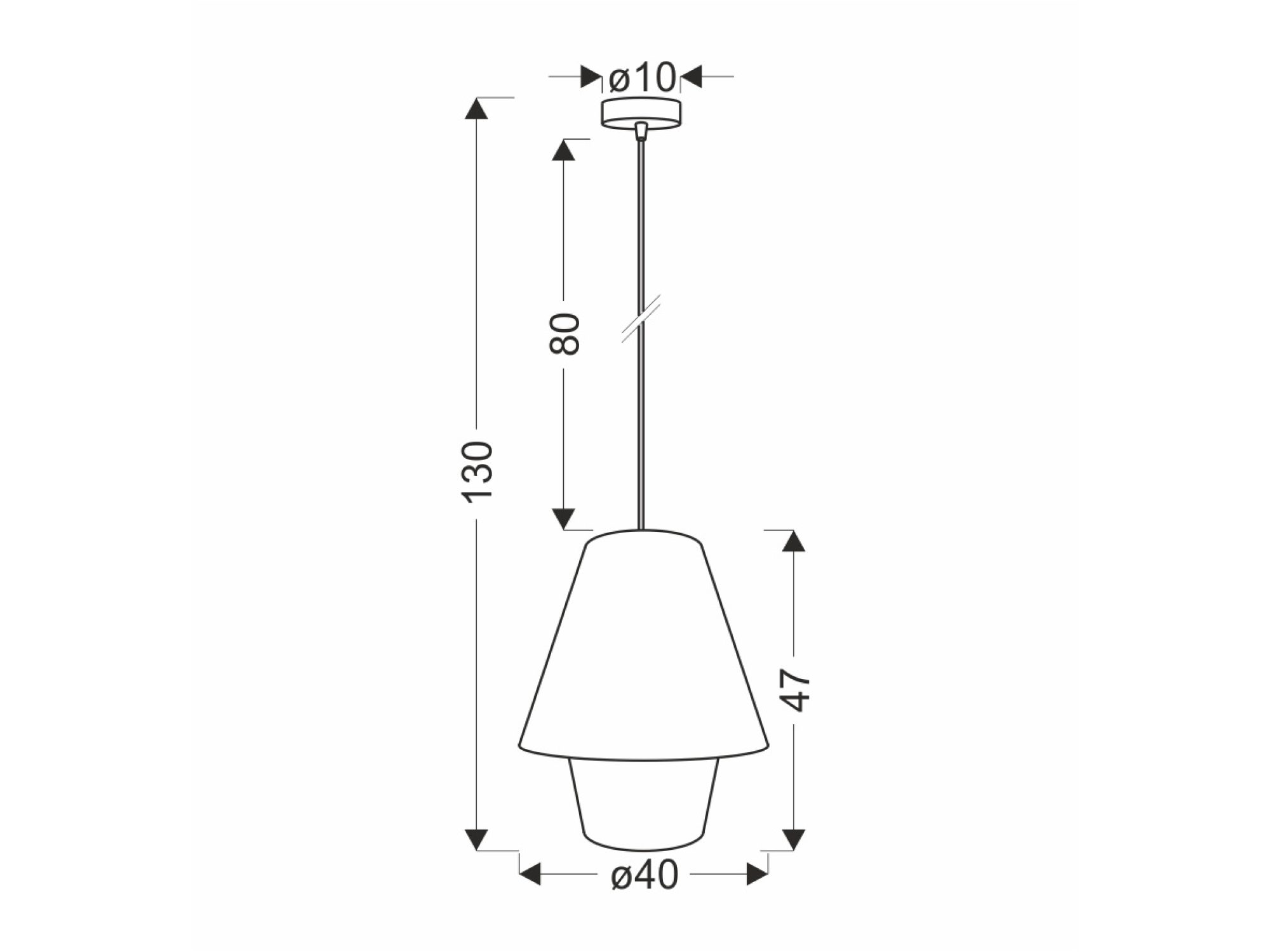 Wymiary lampy wiszącej Elirano z kloszem 40 cm