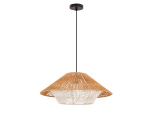Miniaturka 3 - Lampa wisząca Elirano 50 cm z plecionym abażurem i czarnym zawiesiem