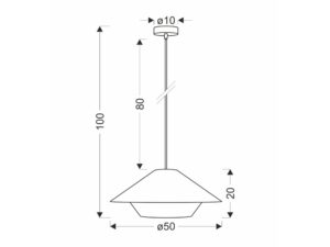 Miniaturka 2 - Rysunek wymiarowy lampy wiszącej Elirano 50 cm