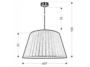 Miniaturka 2 - Rysunek wymiarowy lampy Elisino o średnicy 37 cm i wysokości 105 cm