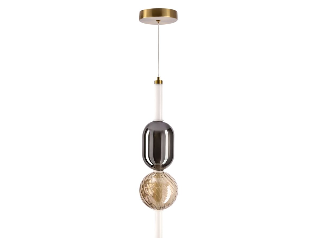 Lampa wisząca LED Elitora złota ze szklanym kloszem