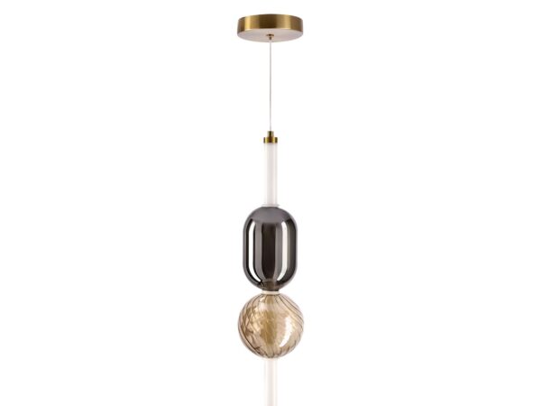 Lampa wisząca Elitora ze szkłem przydymionym i bursztynowym