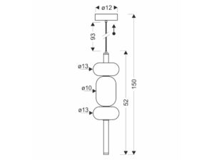 Miniaturka 2 - Lampa wisząca Elitora bursztynowa rysunek wysokości 150 cm