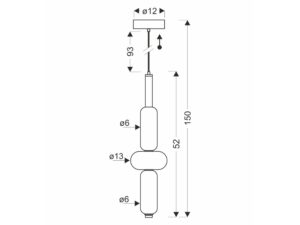 Miniaturka 3 - Lampa wisząca Elitora szkło mieszane rysunek wysokości 150 cm