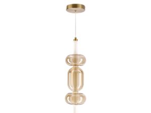 Miniaturka 4 - Lampa wisząca Elitora LED z trzema bursztynowymi szklanymi segmentami