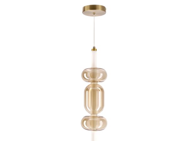 Lampa wisząca Elitora LED z trzema bursztynowymi szklanymi segmentami