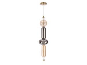 Miniaturka 4 - Lampa wisząca Elitora złota LED z bursztynowymi i przydymionymi szklanymi elementami