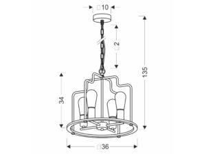 Miniaturka 3 - Lampa wisząca Elomio z obręczą rysunek wymiarowy