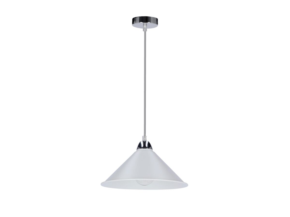 Lampa wisząca Elotela biała 26 cm z chromowanym zawiesiem