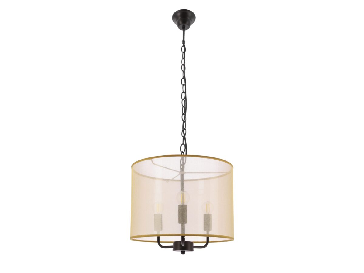 Lampa wisząca Elotira 3 × E14 z czarnym łańcuchem i abażurem