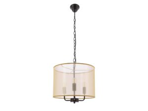 Miniaturka 2 - Lampa wisząca Elotira z czarnym łańcuchem i cylindrycznym abażurem ze złotymi obrzeżami