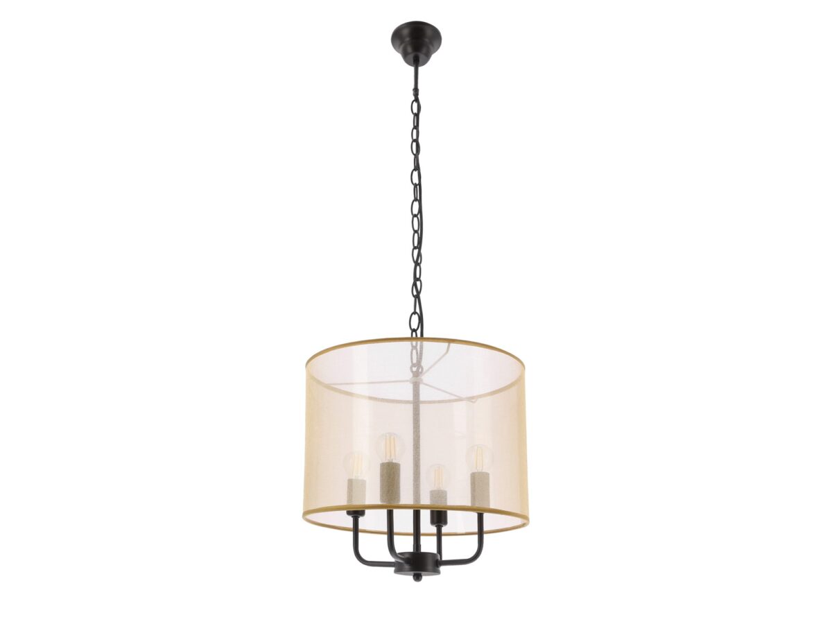 Lampa wisząca Elotira 4-punktowa czarna ze złotymi abażurami