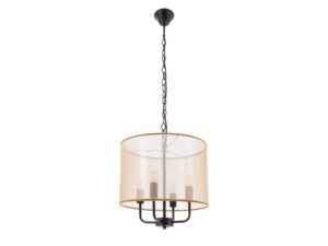 Miniaturka 2 - Lampa wisząca Elotira czarna z czterema złotymi abażurami