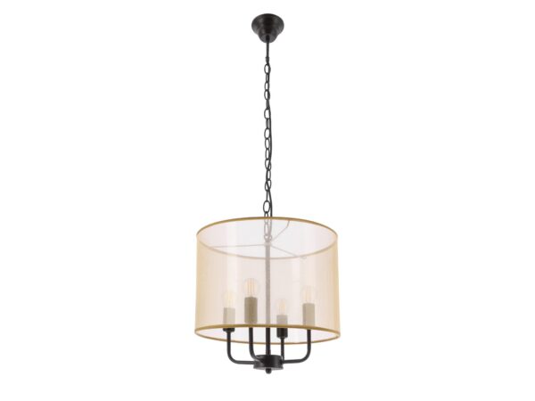 Lampa wisząca Elotira czarna z czterema złotymi abażurami