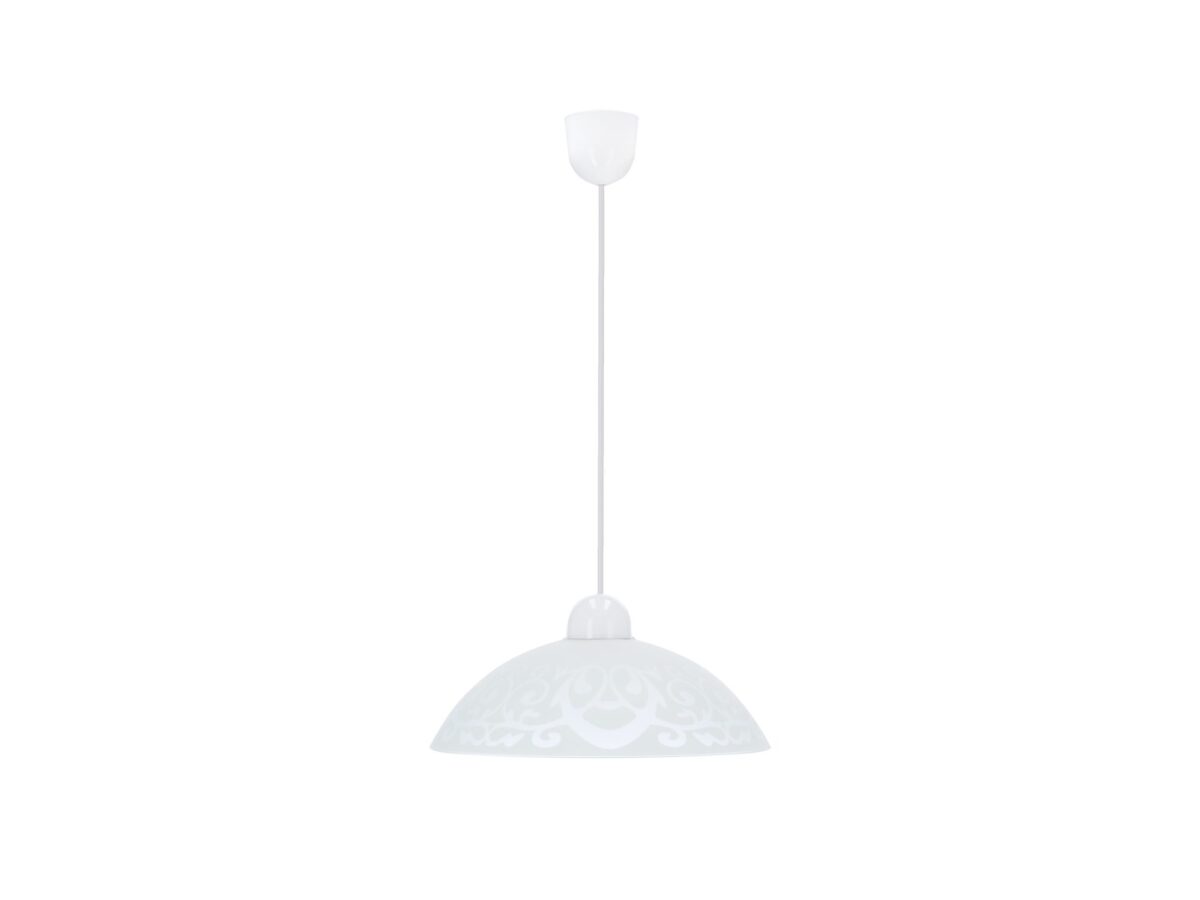 Lampa wisząca Eloveta 30 cm z białym wzorzystym kloszem