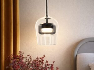 Miniaturka 5 - Przydymiony klosz lampy Elovira w aranżacji sypialni