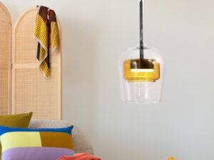 Miniaturka 4 - Żółty klosz lampy Elovira w kolorowym wnętrzu
