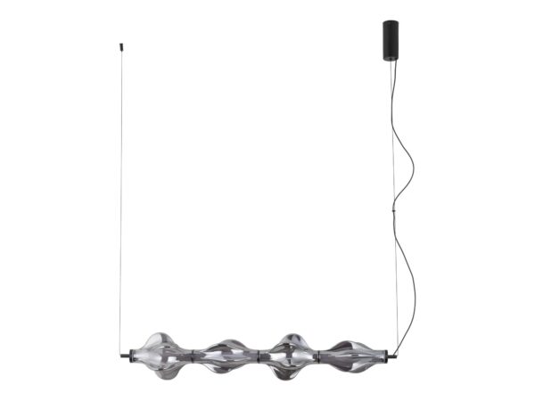 Lampa wisząca Elva LED 30 W z grafitowymi szklanymi detalami i czarnym zawieszeniem
