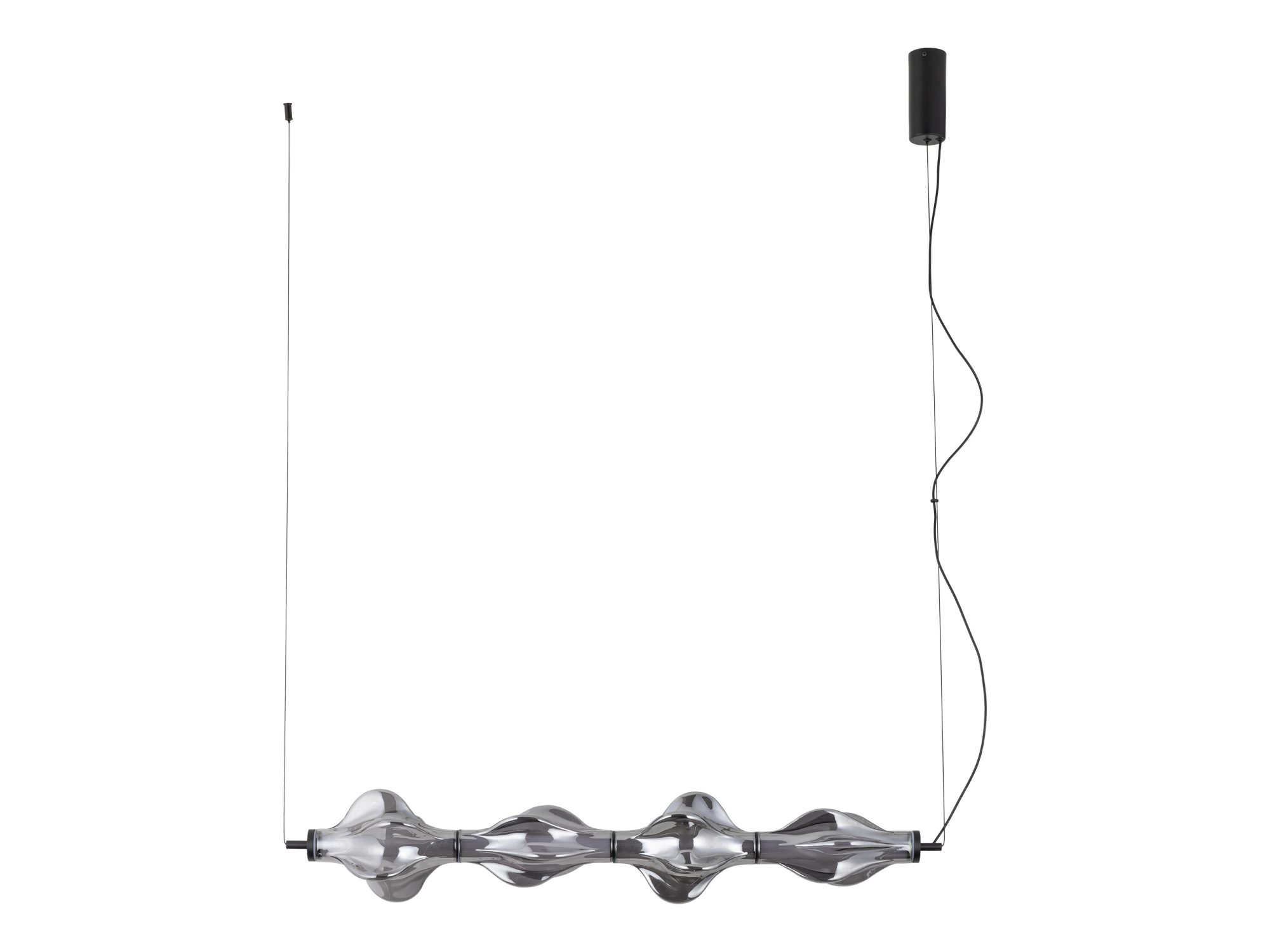 Lampa wisząca Elva z grafitowym szkłem na białym tle