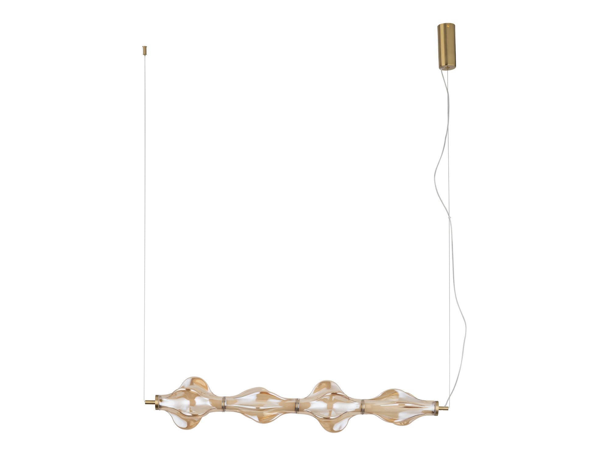 Lampa wisząca Elva w kolorze mosiądzu z bursztynowym szkłem