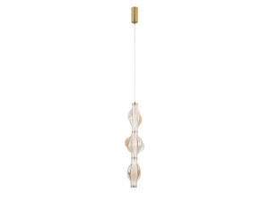 Miniaturka 1 - Lampa wisząca Elva mosiądz LED 22 W z trzema bursztynowymi kloszami