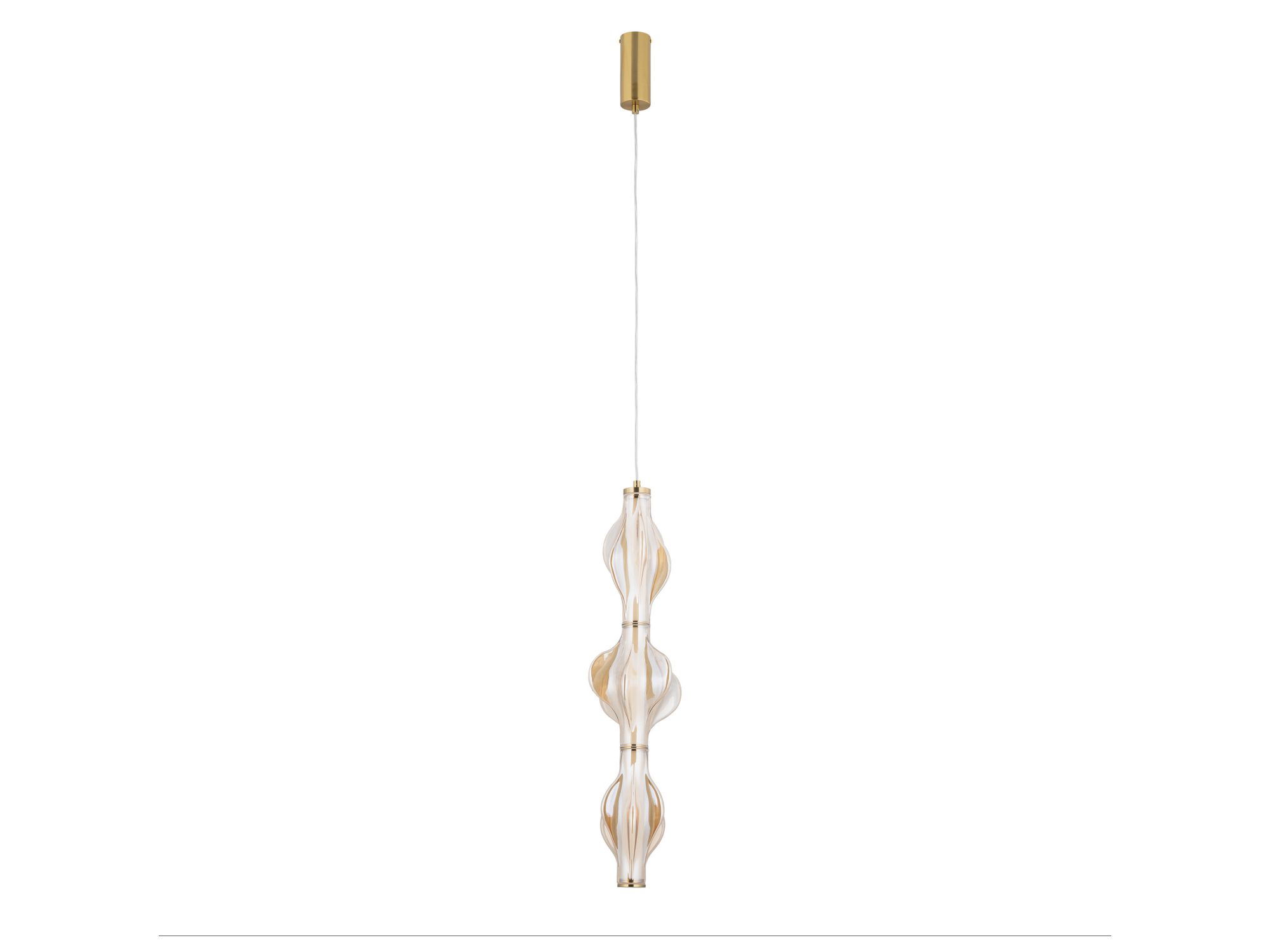 Lampa Elva mosiądz LED 22 W z trzema bursztynowymi szklanymi elementami