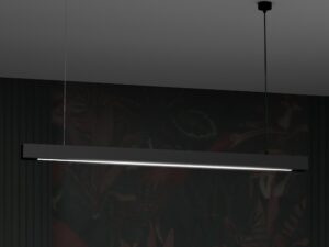 Miniaturka 4 - Lampa wisząca Elvomina w ciemnym wnętrzu, liniowe światło nad ścianą
