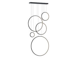Miniaturka 5 - Lampa wisząca Emadena z pięcioma czarnymi pierścieniami na białym tle