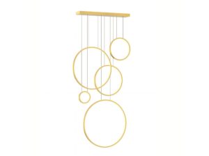 Miniaturka 1 - Lampa wisząca Emadena z pięcioma złotymi pierścieniami na białym tle