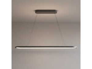 Miniaturka 4 - Czarna lampa wisząca Emadena świecąca pod sufitem na tle szarej ściany