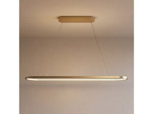 Miniaturka 5 - Złota lampa wisząca Emadena z ciepłym światłem na tle beżowej ściany