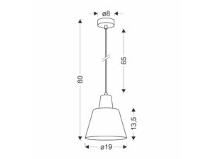 Miniaturka 2 - Rysunek wymiarowy zielonej lampy Emadio 19 cm