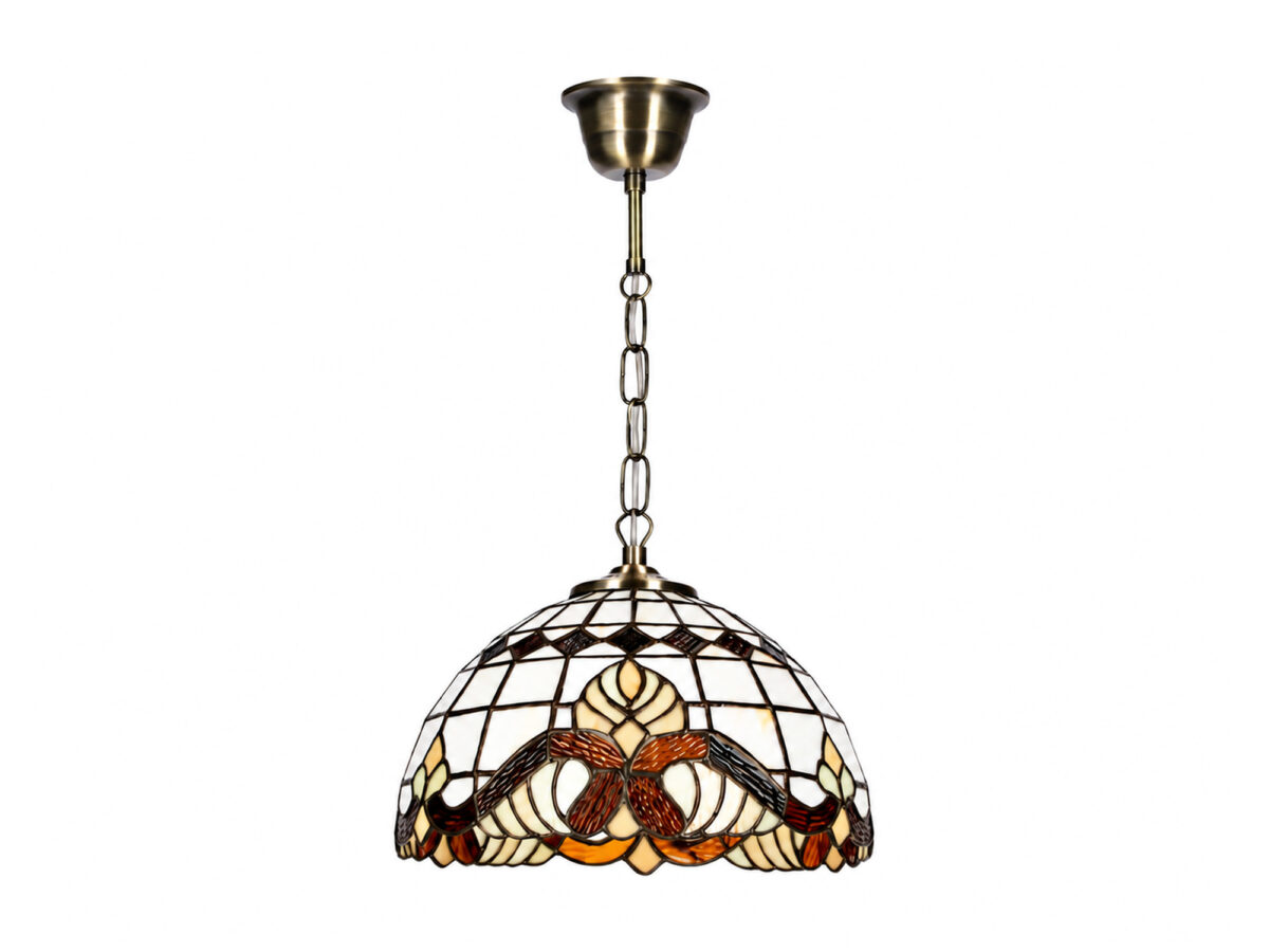 Lampa wisząca Emadona patyna z kloszem witrażowym 25 cm
