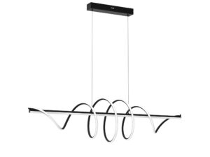 Miniaturka 4 - Czarna lampa wisząca Emanio LED 90 W, cała falista konstrukcja z podsufitką na białym tle
