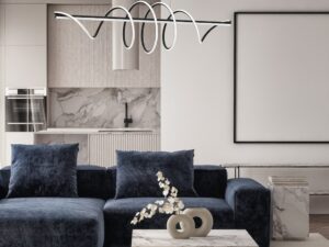 Miniaturka 3 - Lampa wisząca Emanio LED 90 W w nowoczesnym salonie nad stolikiem kawowym