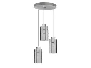 Miniaturka 5 - Lampa wisząca Emetio z trzema dymionymi kloszami i okrągłą rozetą