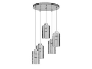 Miniaturka 4 - Emetio lampa wisząca pięciopunktowa z przydymionymi kloszami szklanymi