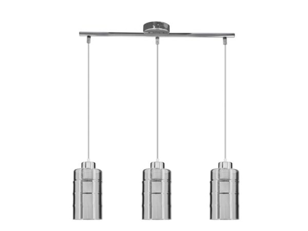 Liniowa lampa wisząca Emetio z trzema dymionymi kloszami