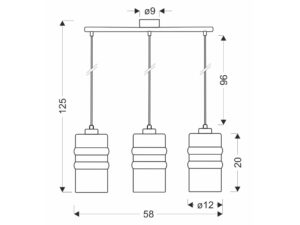 Miniaturka 1 - Lampa Emetio liniowa 58 cm na schemacie z wymiarami