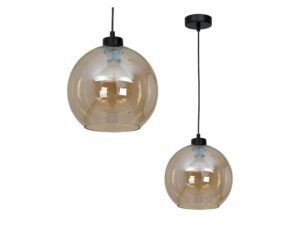 Miniaturka 2 - Lampa wisząca Emetora z bursztynowym szklanym kloszem
