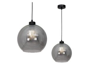 Miniaturka 1 - Lampa wisząca Emetora z przydymionym szklanym kloszem