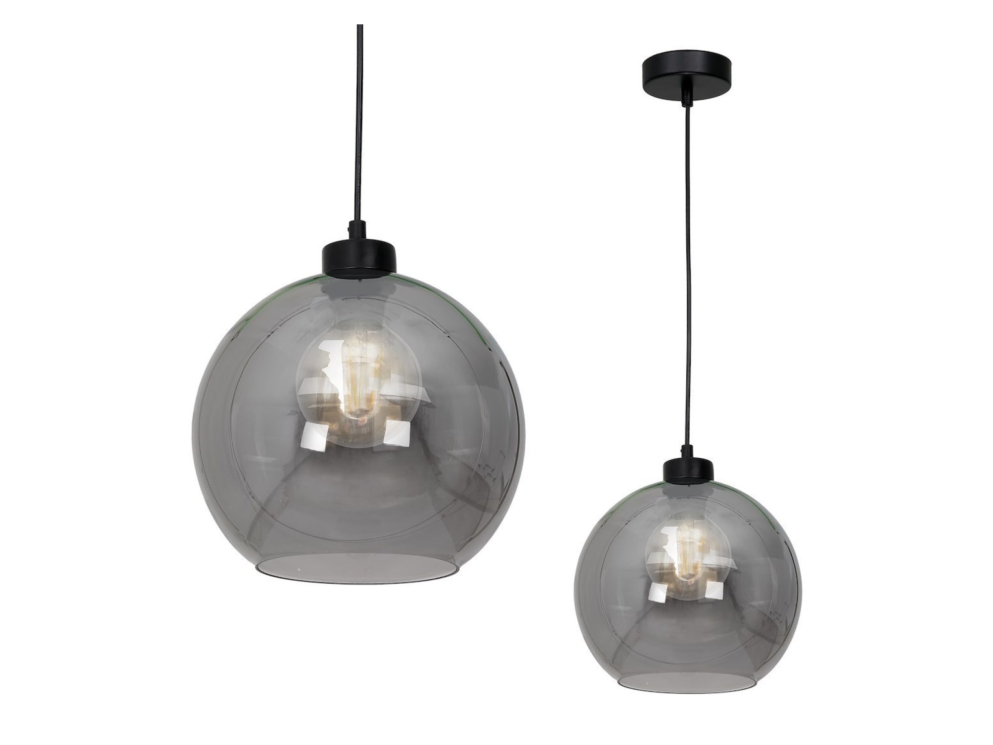 Lampa wisząca Emetora z przydymionym szklanym kloszem